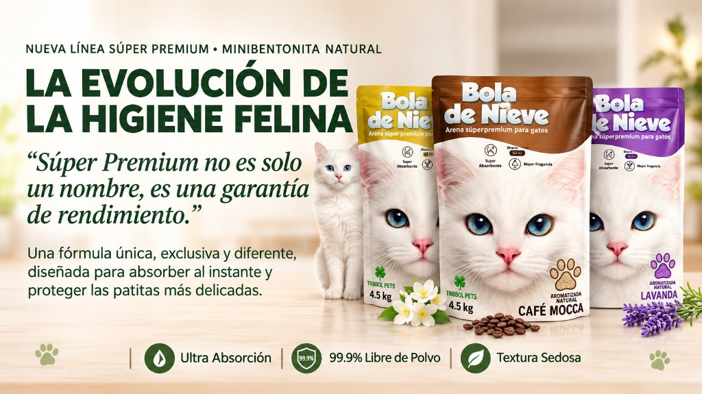 Bola de Nieve — línea súper premium, arena minibentonita natural